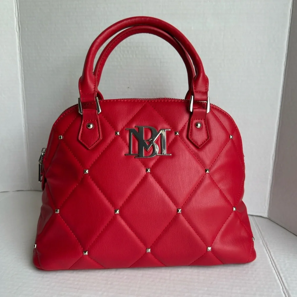 Badgley Mischka || Large Red Quilted/studded Crossbody Purse